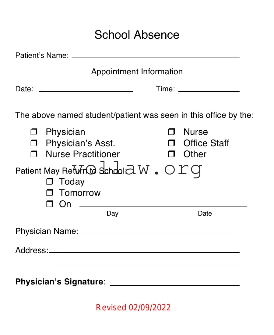 School Absence Template