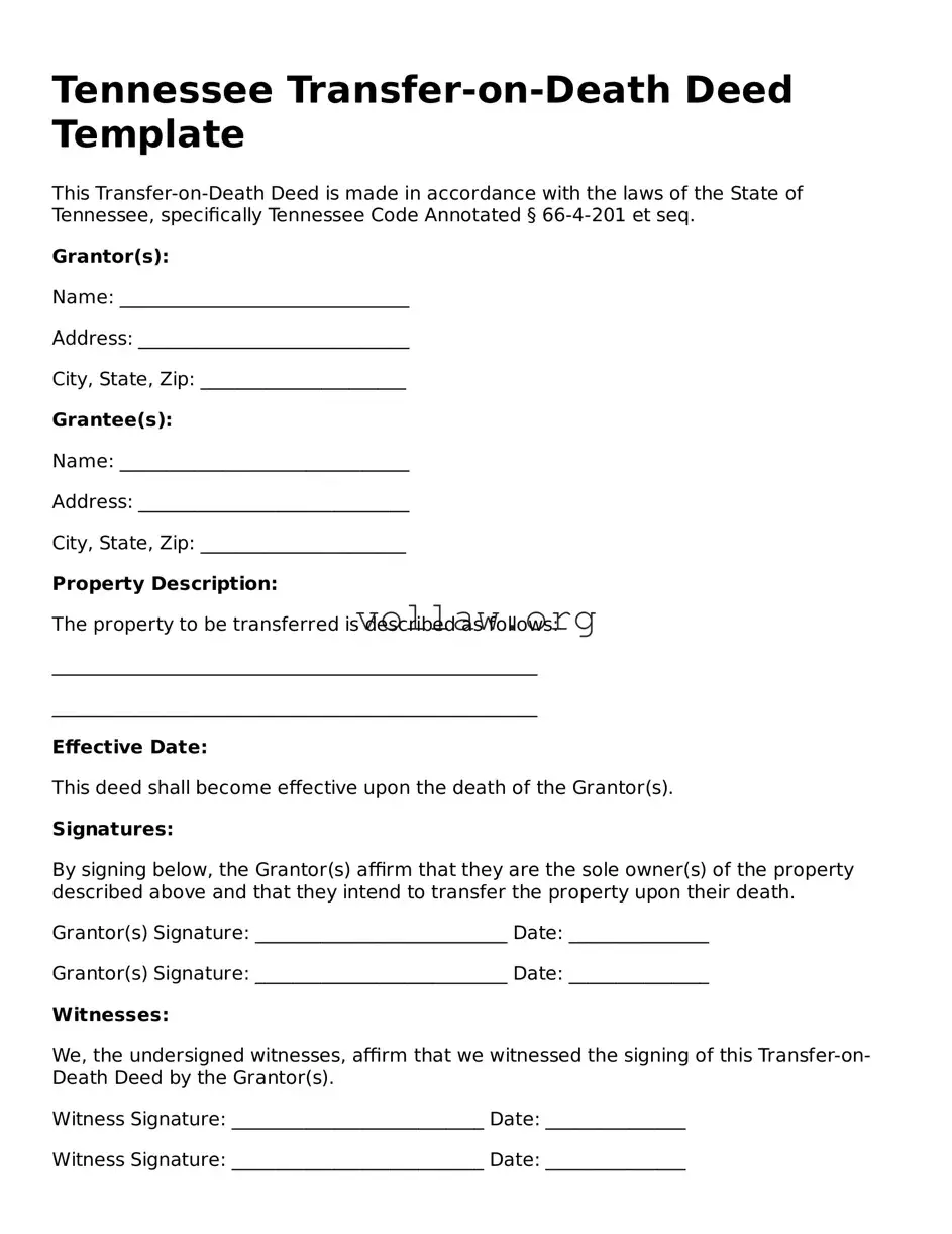 Attorney-Verified  Transfer-on-Death Deed Form for Tennessee
