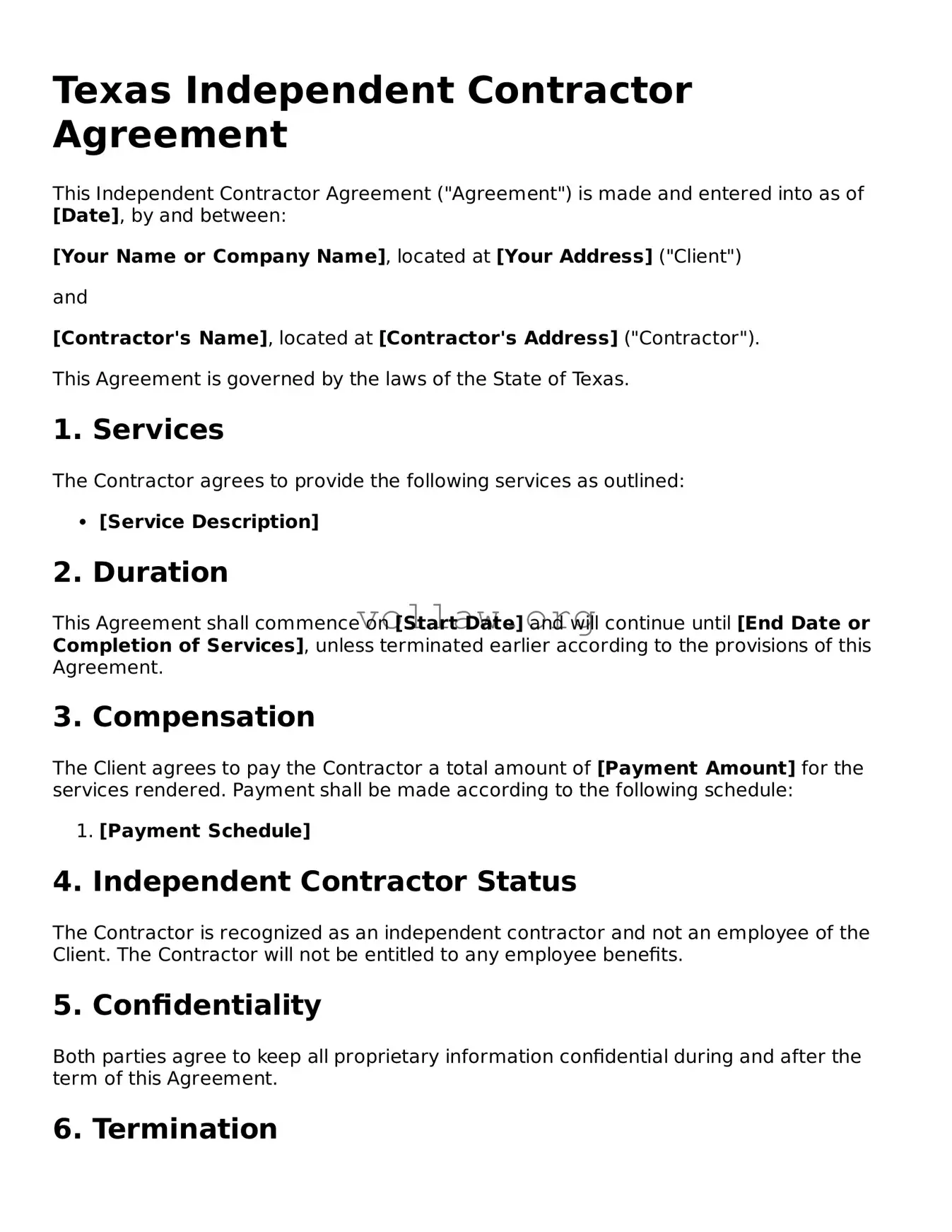 Attorney-Verified  Independent Contractor Agreement Form for Texas
