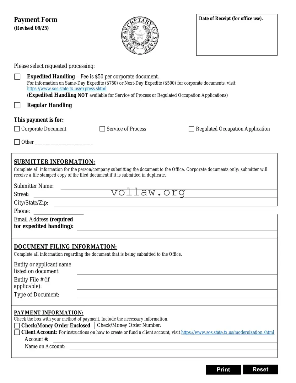 Texas Sos Payment 807 Template
