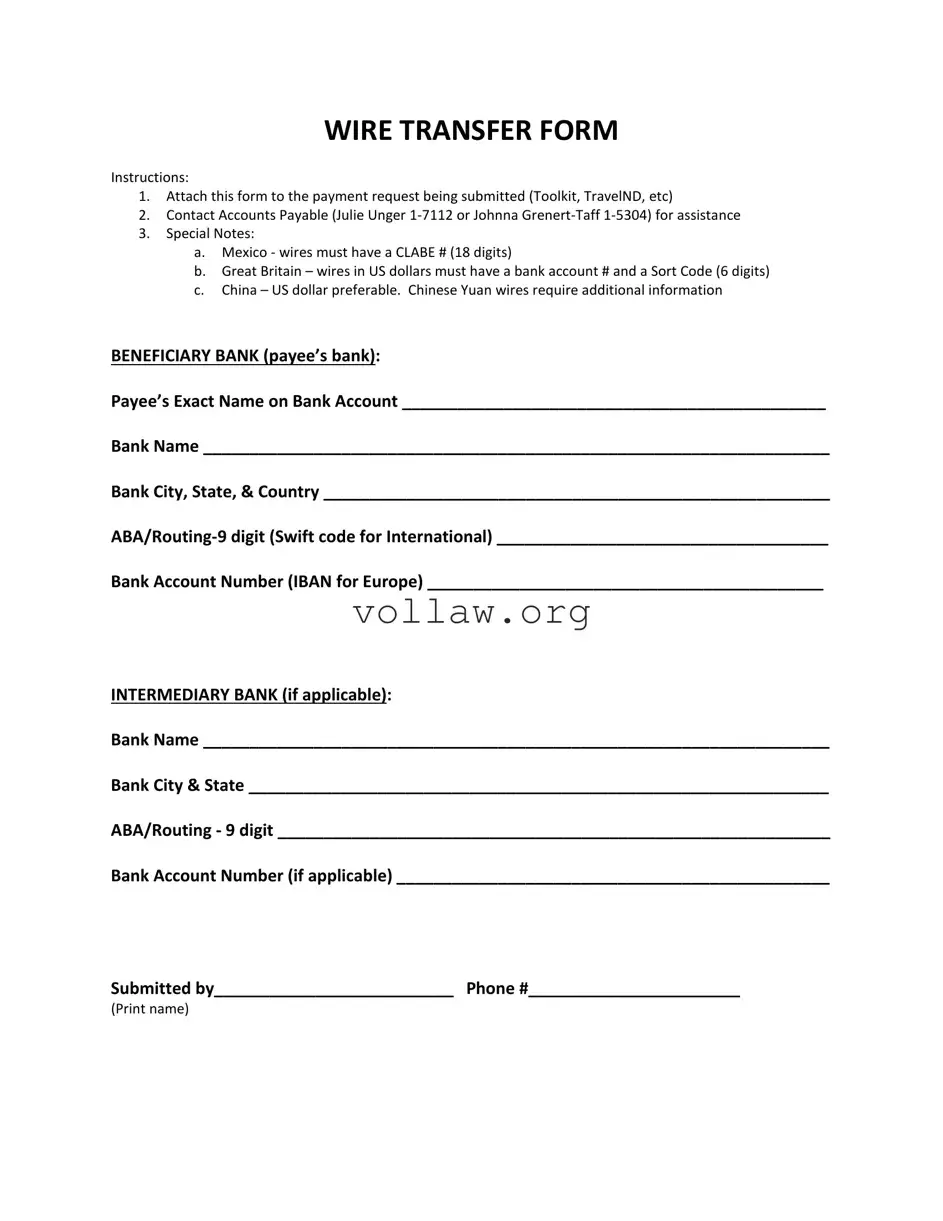 Wire Transfer Template