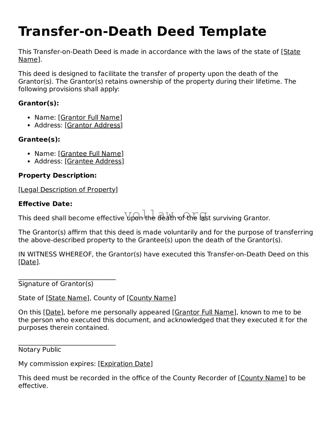 Free Transfer-on-Death Deed Form