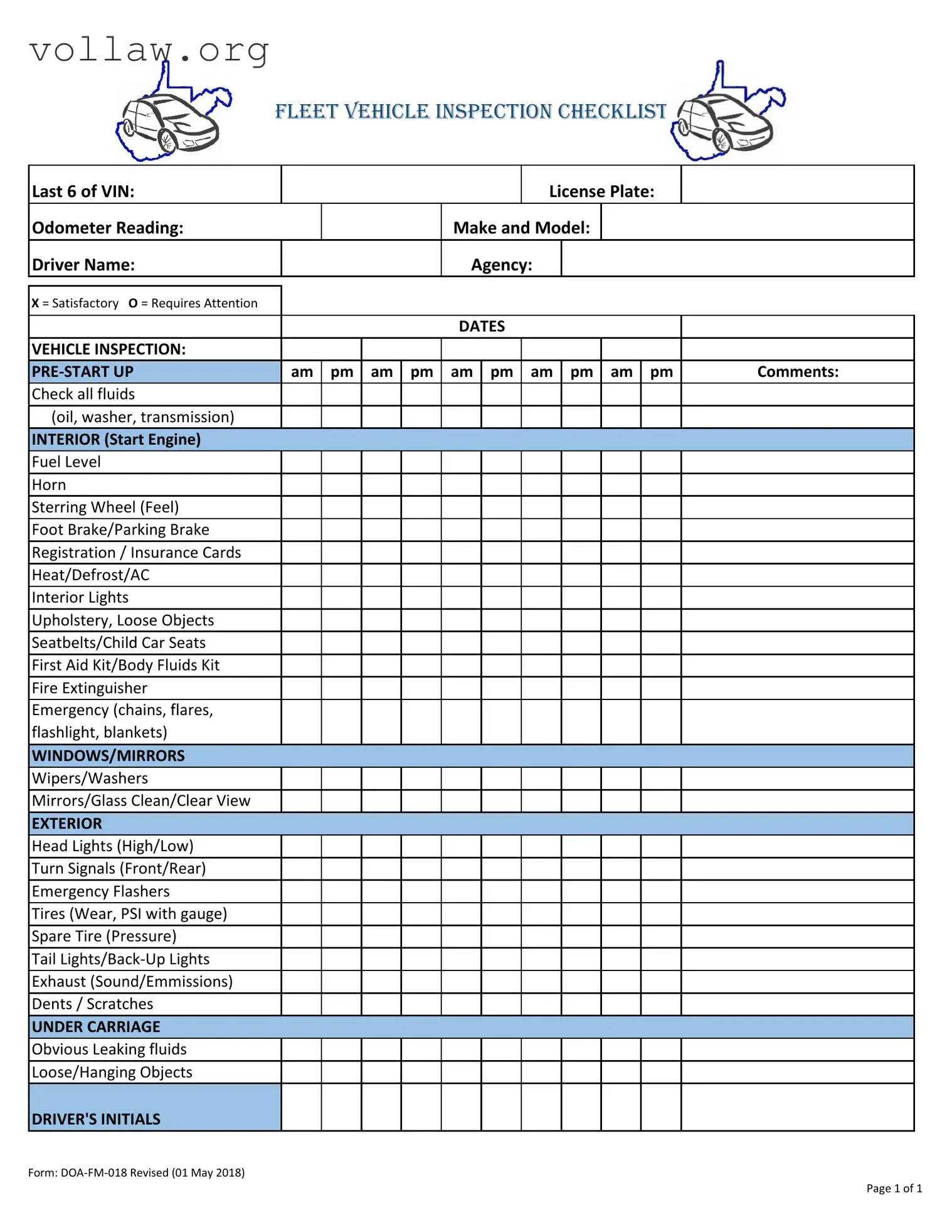 Fleet Vehicle Inspection Template
