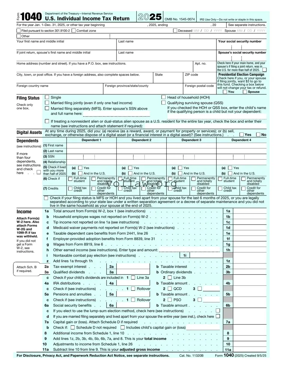 IRS 1040 Template