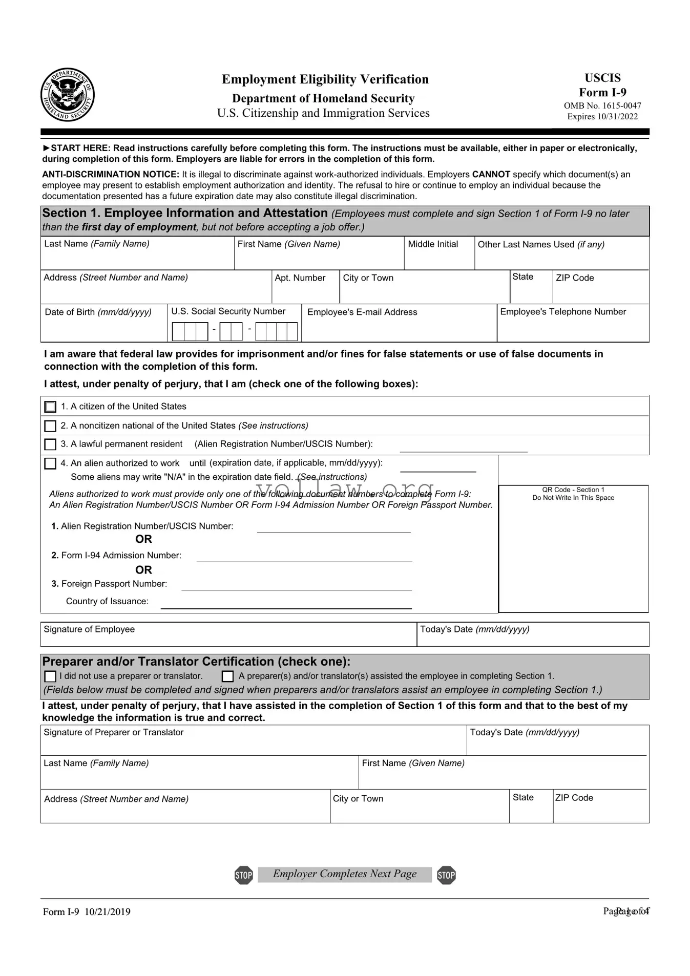 USCIS I-9 Template