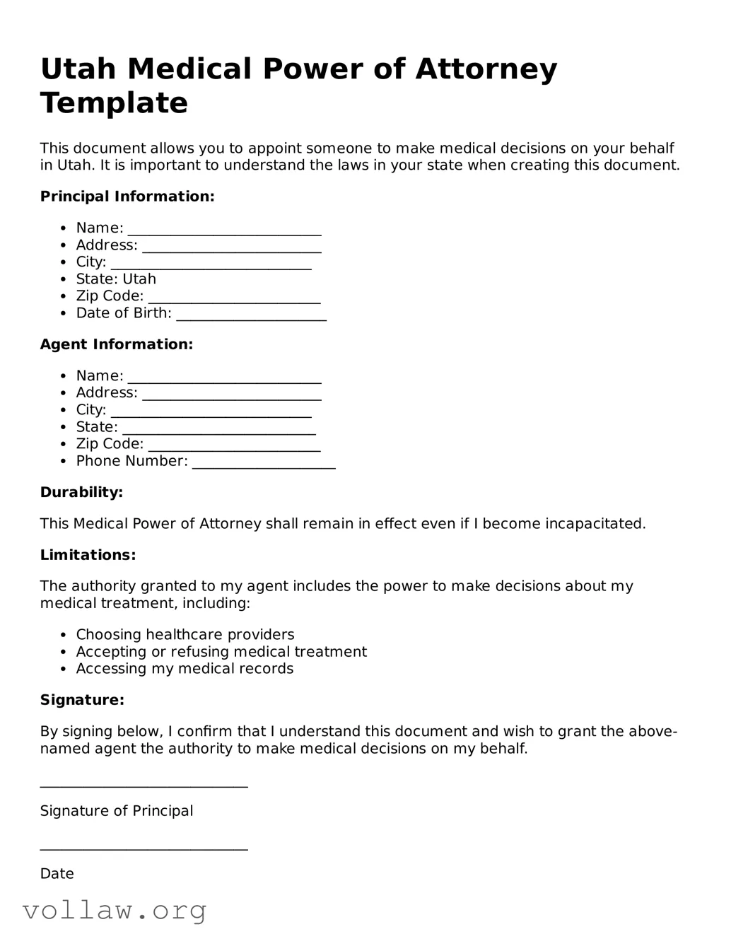 Attorney-Verified  Medical Power of Attorney Form for Utah