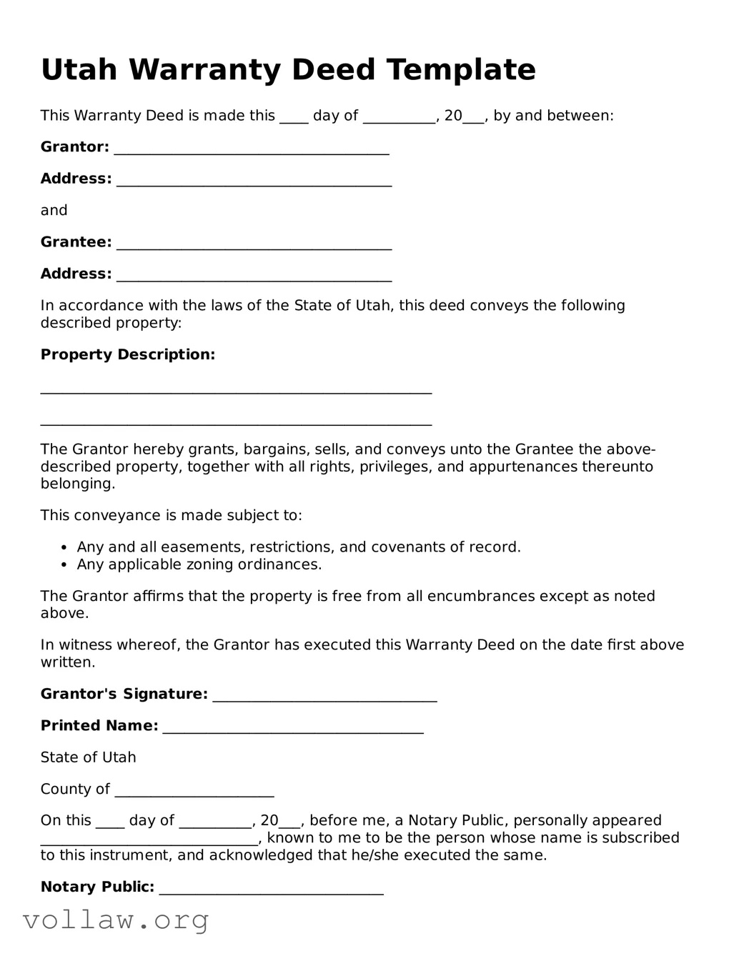 Attorney-Verified  Deed Form for Utah