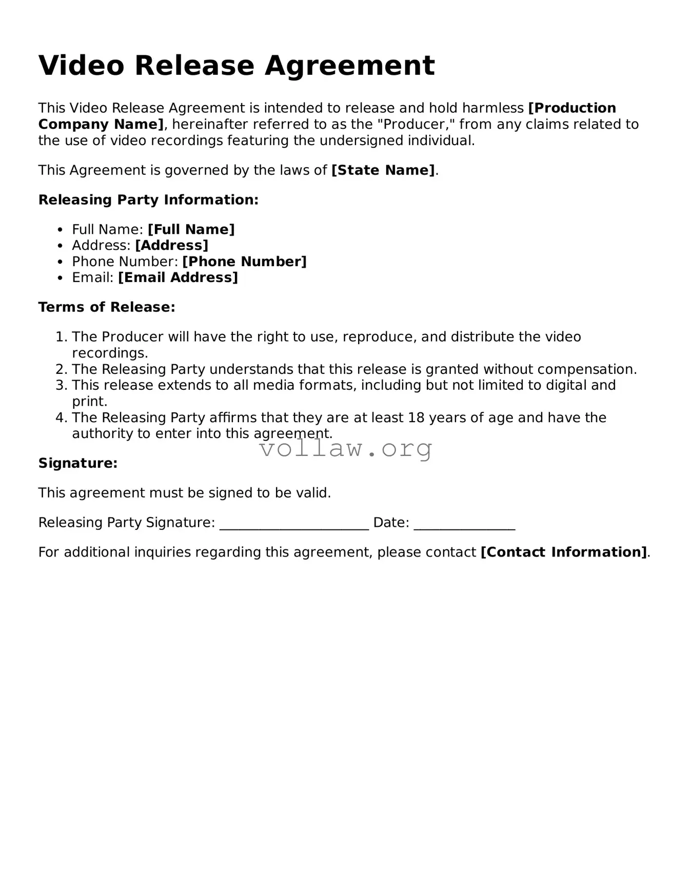 Free Video Release Form
