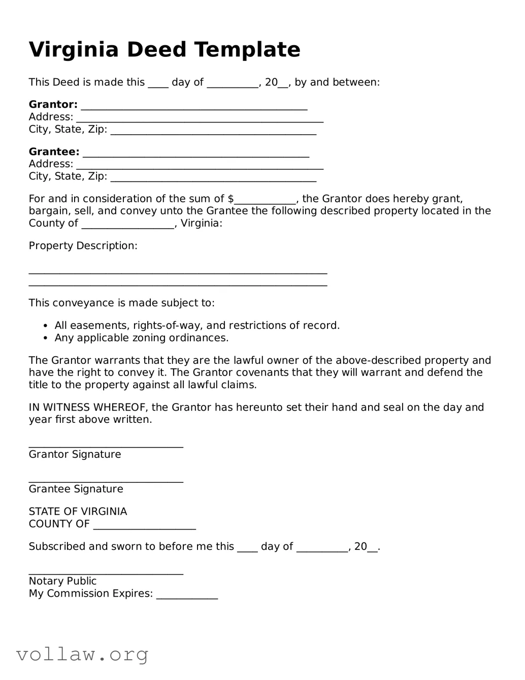 Attorney-Verified  Deed Form for Virginia