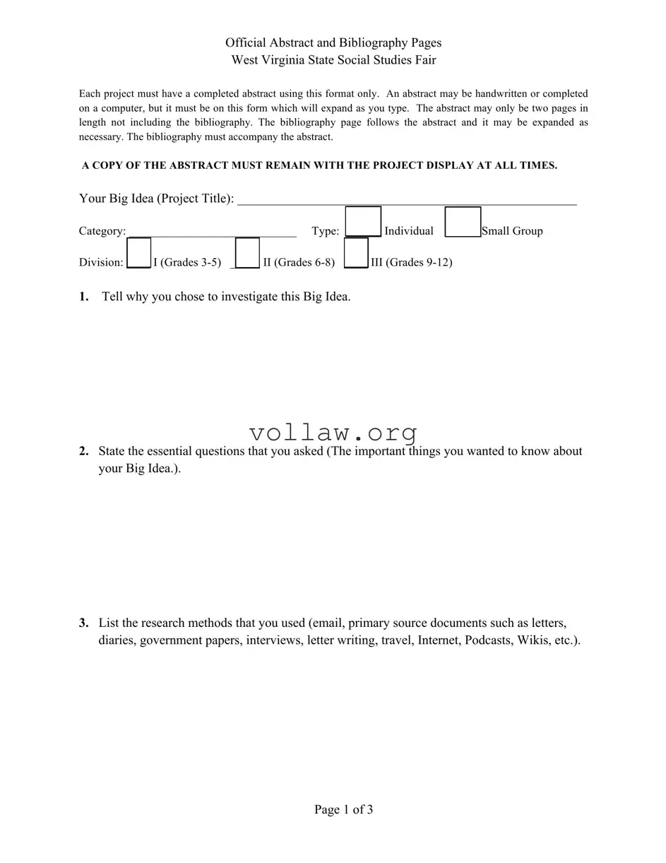 West Virginia Abstract Social Studies Fair Template