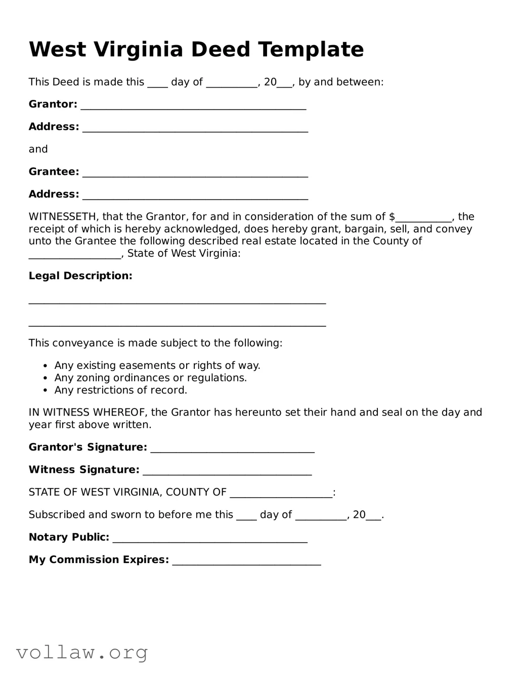 Attorney-Verified  Deed Form for West Virginia