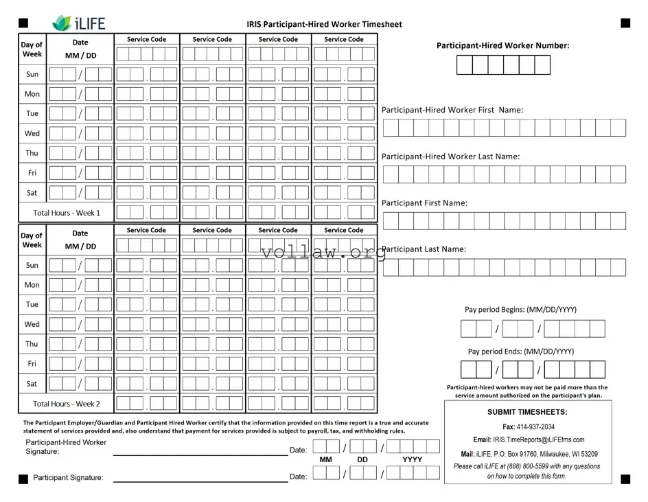 Iris Worker Timesheet Template